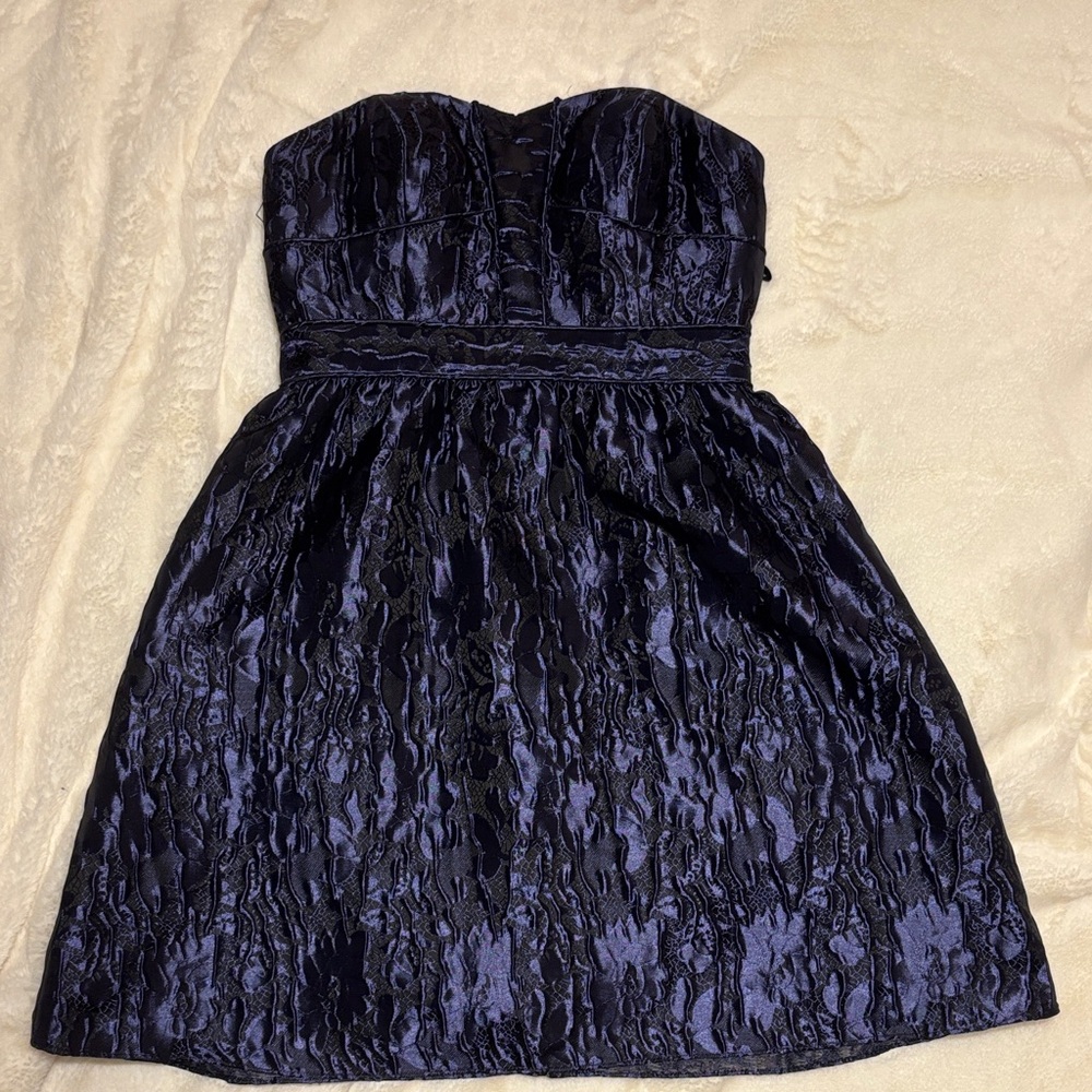 Elegant Strapless Navy Blue and Black Dress